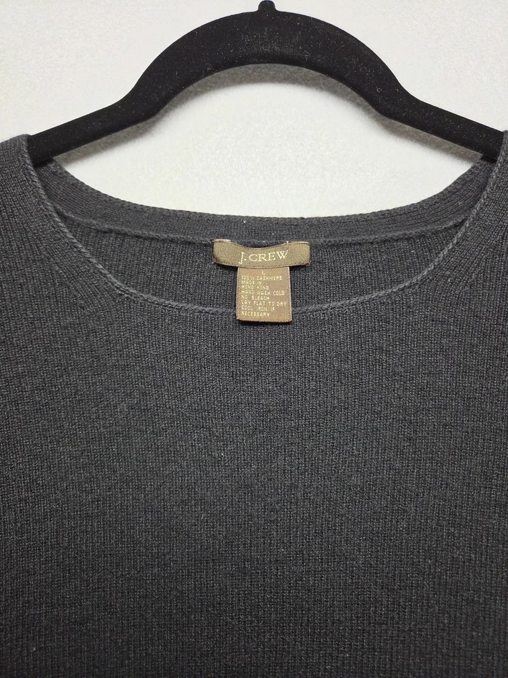 J. Crew Women's Cashmere Long-Sleeve Crewneck Sweater - Black Size Large